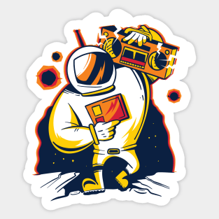 Retro Astronaut with Boombox Sticker